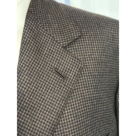 Brioni Palatino Blazer Men's 42L Cashmere 3-Button Brown Black Houndstooth - Picture 2 of 11
